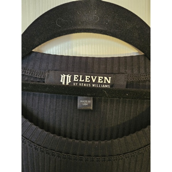 NWT ELEVEN By Venus Williams Love to Love Rib Tee "Black", Size Medium, MSRP $58 - Picture 2 of 6